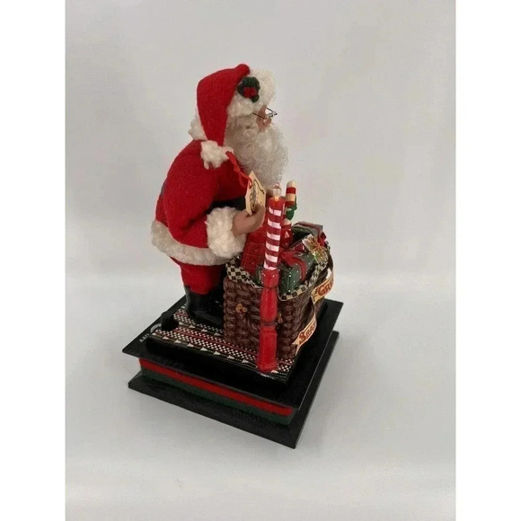 Santa Musical Scene Holiday Creations 1993 Toy Shop Bag Of Presents w/ Light 12” - Picture 4 of 10